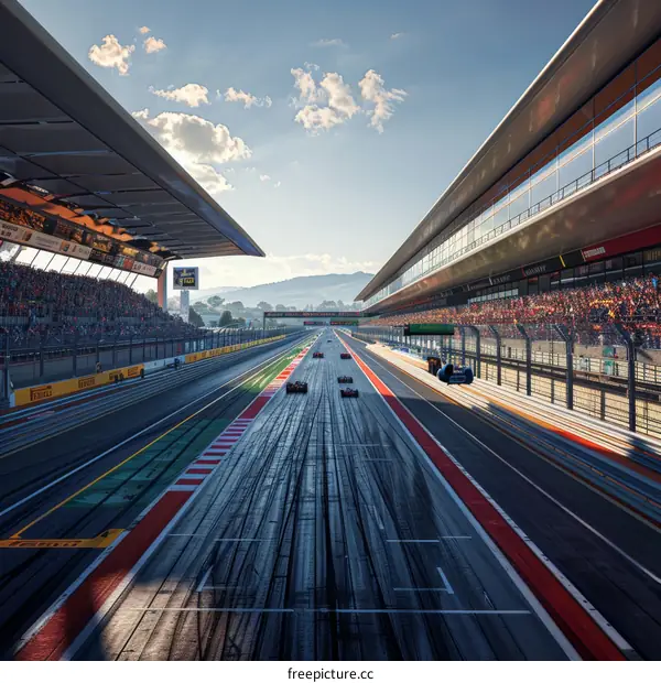 Formula One cars racing on a track