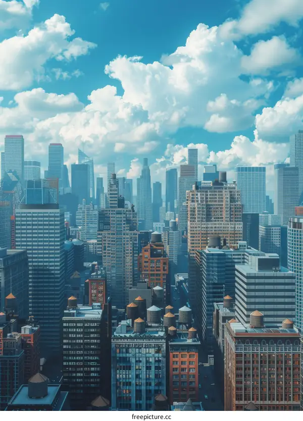 A Cityscape of a Large American City with Many Skyscrapers