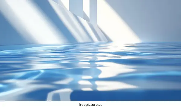 Abstract Light Blue Water Pool Interior