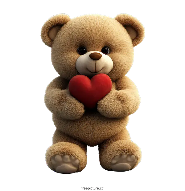 [Transparent Background PNG]Adorable Teddy Bear Holding a Heart