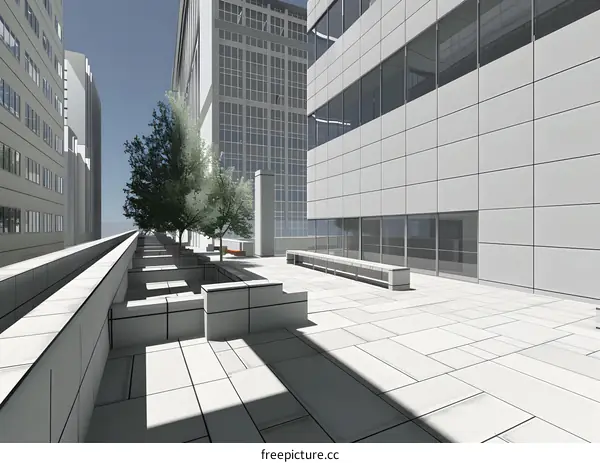 Modern Architectural Design Of A Building With A Terrace