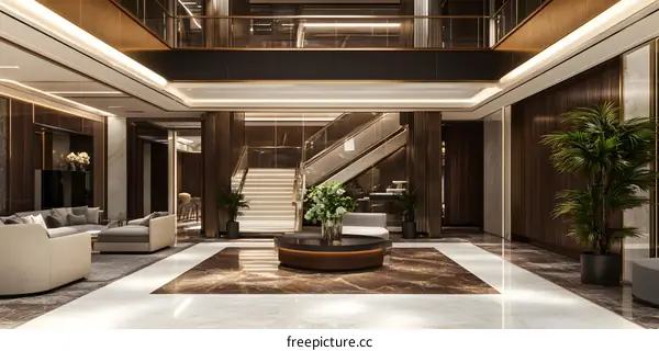 Modern Luxury Home Interior Design with Marble Flooring and a Grand Staircase