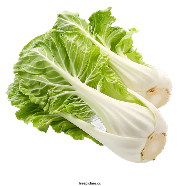 [Transparent Background PNG]Two Fresh Bok Choy on White Background