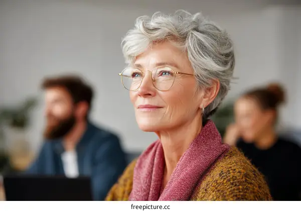 Thoughtful Senior Woman in Meeting
