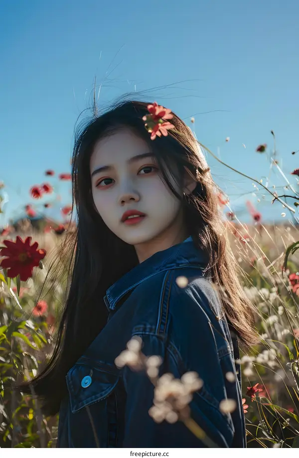 Woman in a Field of Flowers