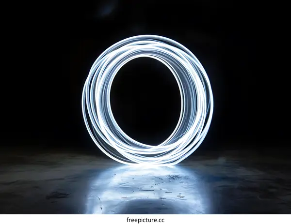 Abstract Light Painting Circle In Dark Background