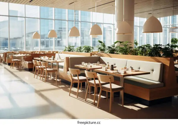 Fine dining restaurant with large windows and ample natural light