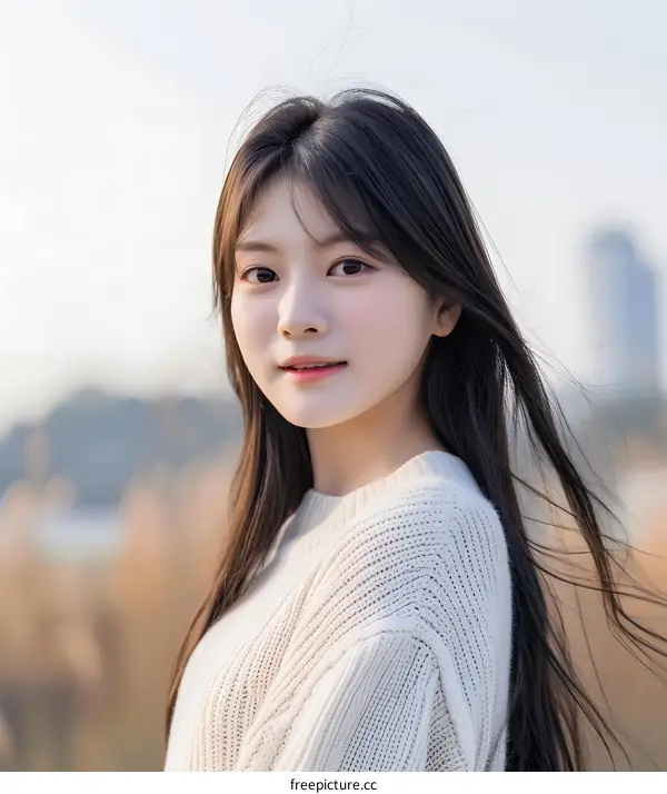 Portrait of a Young Woman in a White Sweater