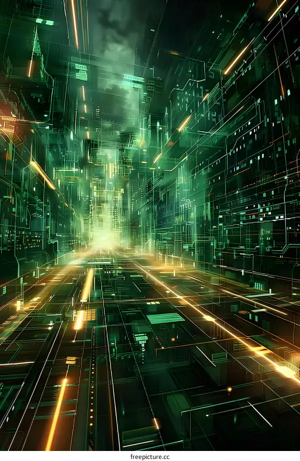 Futuristic Cityscape with Neon Lights