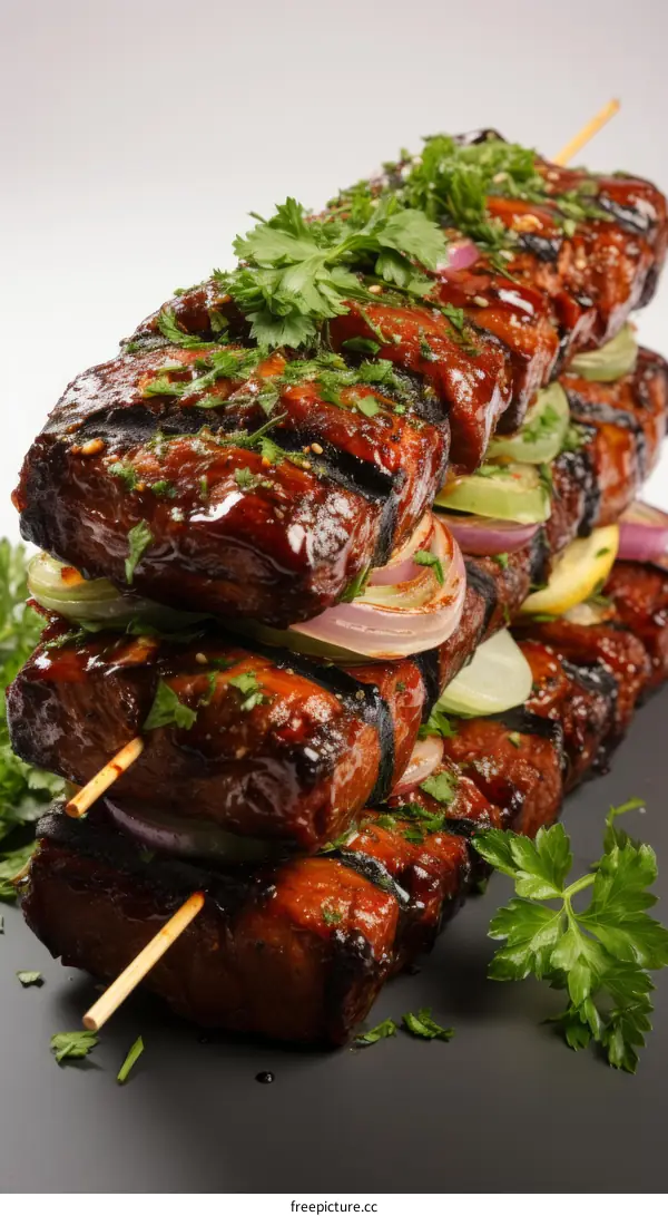 Grilled Beef Tenderloin Skewers with Sautéed Vegetables