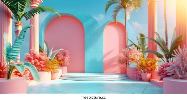 Pastel Dreamy Tropical Scene Showcase