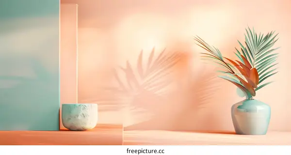 Minimalist Tropical Background with Pastel Colors