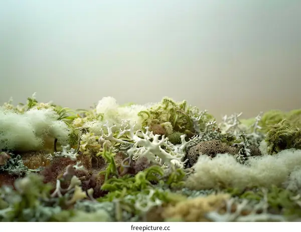 Closeup of Green and White Lichen