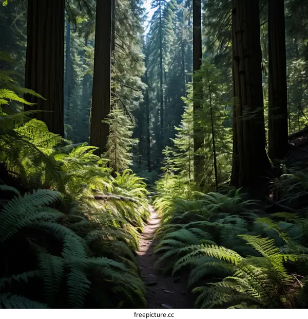 Sunlight shining through a lush green forest