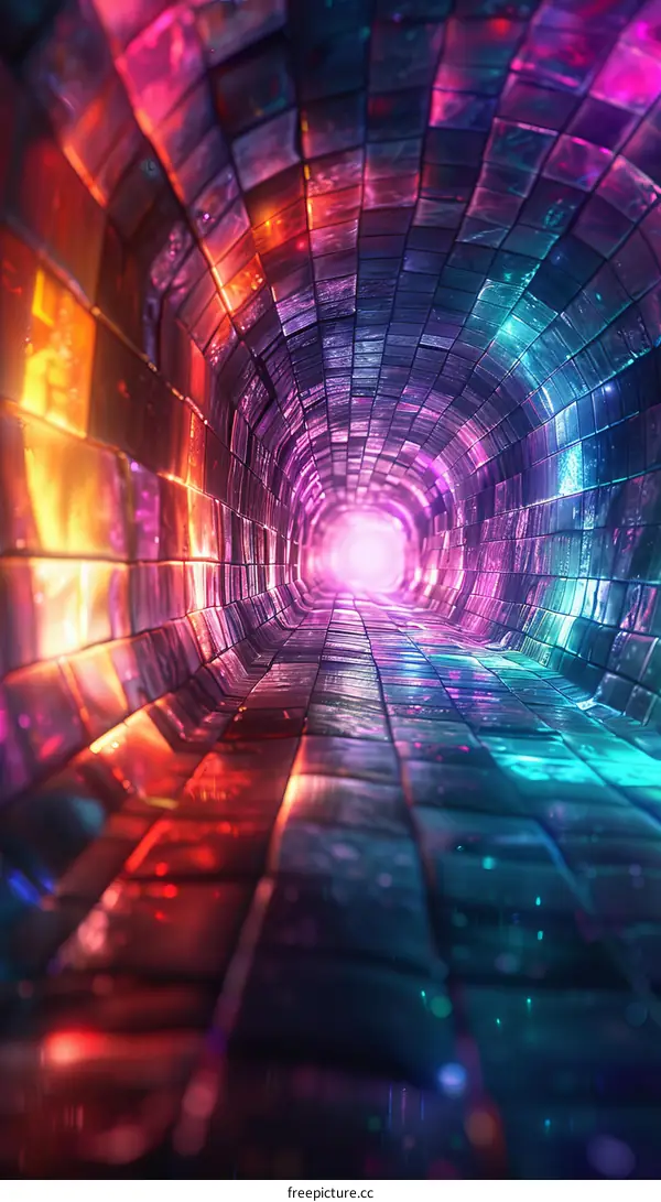 Glowing Tunnel of Colorful Lights