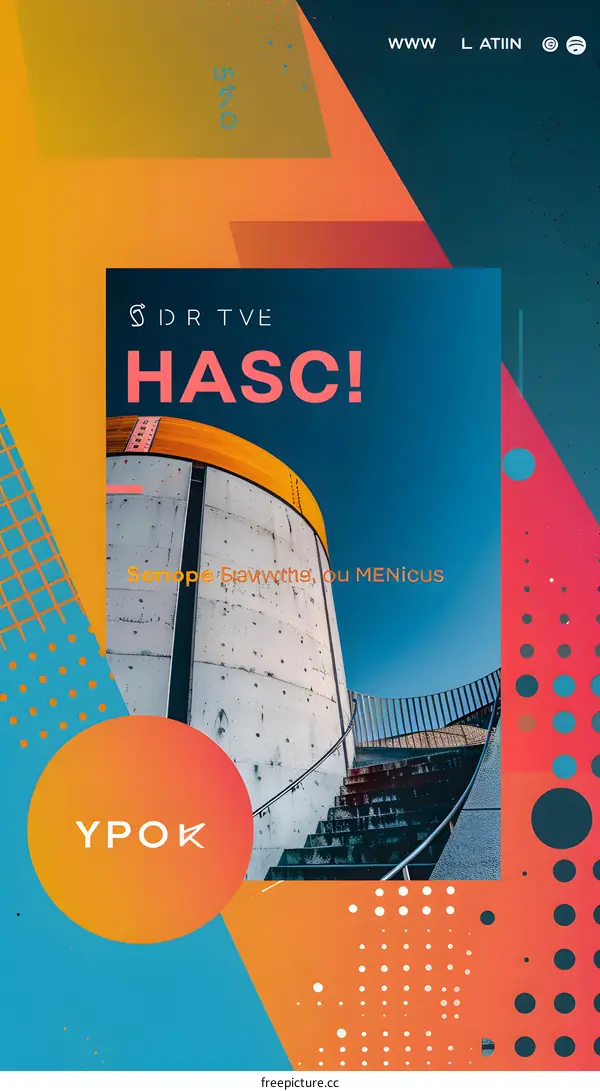 Abstract Geometric Design with Stairs and Building