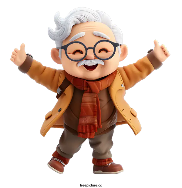 [Transparent Background PNG]Happy Elderly Man Cartoon Character Illustration
