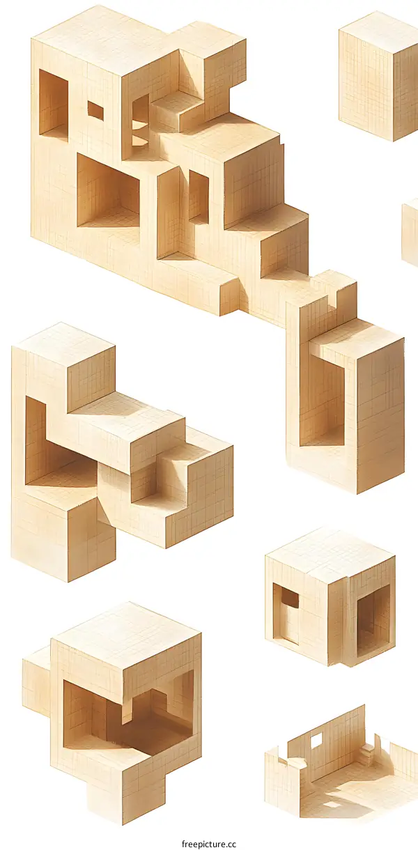 Abstract Geometric Shapes In Perspective Drawing