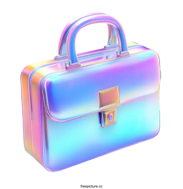 [Transparent Background PNG]Holographic Rainbow Business Briefcase Design Illustration