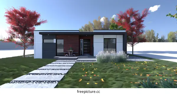Modern Minimalist House Design with Front Yard Landscaping