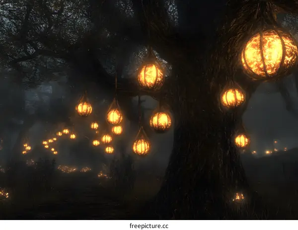 Magical Forest with Glowing Lanterns
