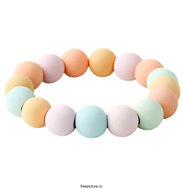 [Transparent Background PNG]Pastel Colored Wooden Beads Bracelet