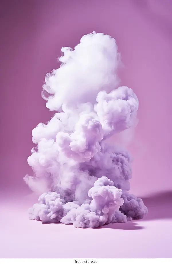 Purple smoke cloud on a pink background