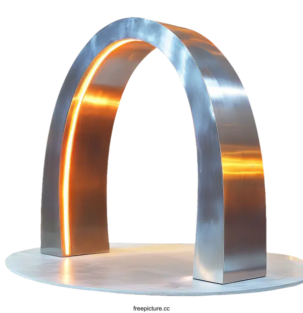 [Transparent Background PNG]Modern Stainless Steel Archway Fountain Sculpture