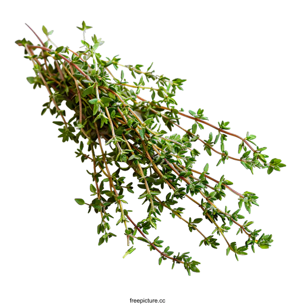 [Transparent Background PNG]Fresh Thyme Sprigs on White