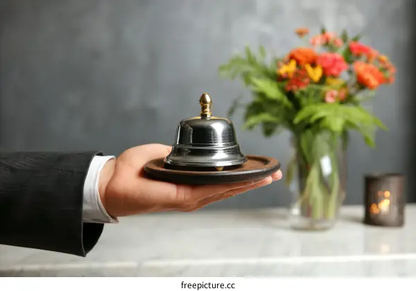 Hotel Service Bell in Hand of a Person