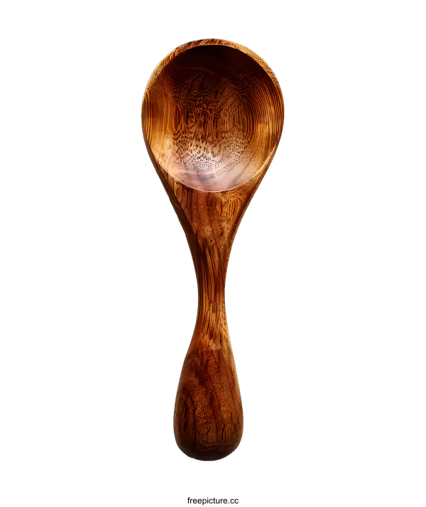 [Transparent Background PNG]Handcrafted Wooden Spoon on White Background