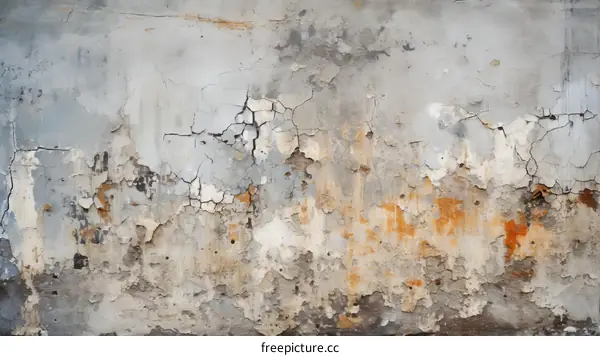 Weathered wall with cracks and peeling paint