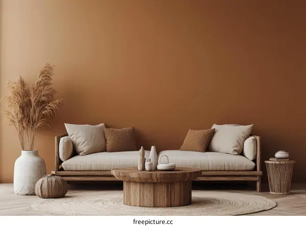 Bohemian Living Room Interior Design with Warm Tones