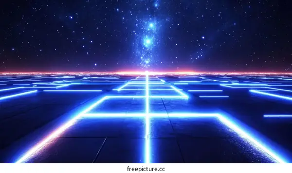 Neon Cityscape Under a Starry Sky