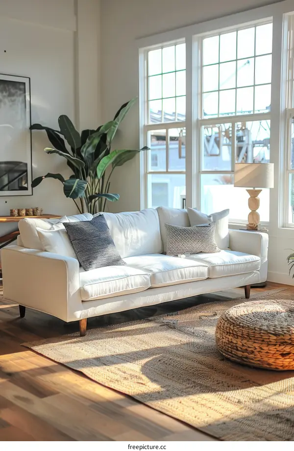 A bright and airy living room with a Scandinavian style and IKEA furniture