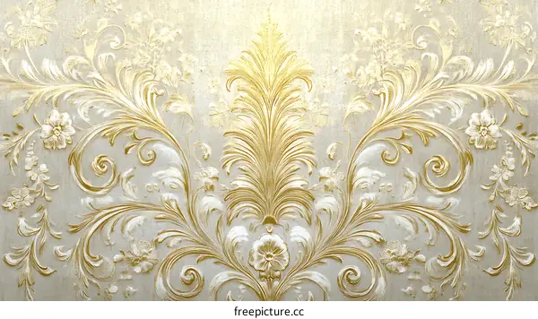 Golden Floral Wallpaper Design