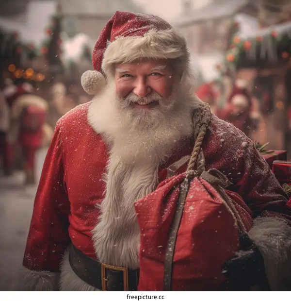 portrait of a happy caucasian male dressed as santa claus