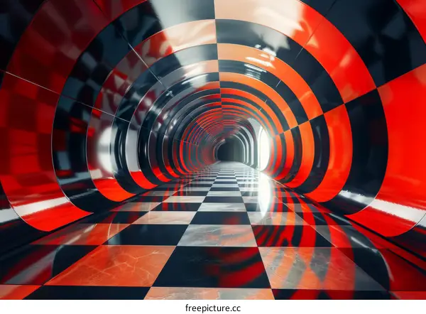 Black and Red Checkered Trippy Tunnel