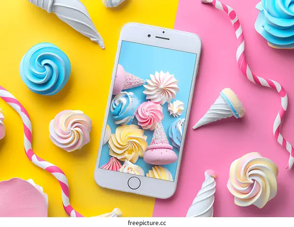 Pastel Colored Swirls and Cones on a Smartphone Screen