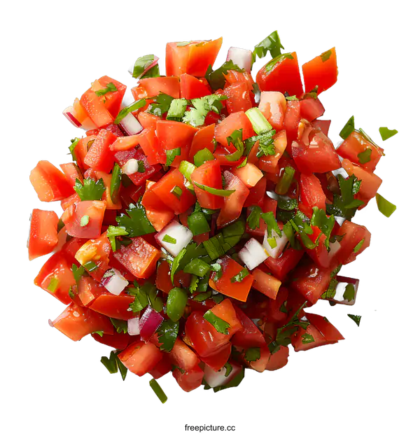 [Transparent Background PNG]Fresh tomato salsa on white background