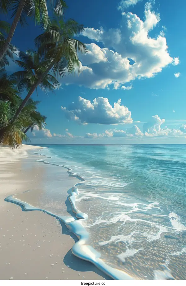Paradise on Earth: Palm Trees and White Sand Beach