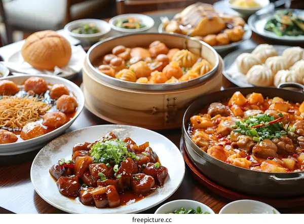 A table full of delicious Chinese food