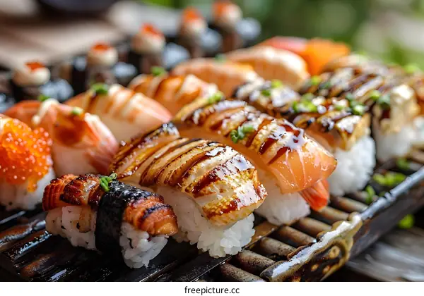 A variety of sushi on a plate