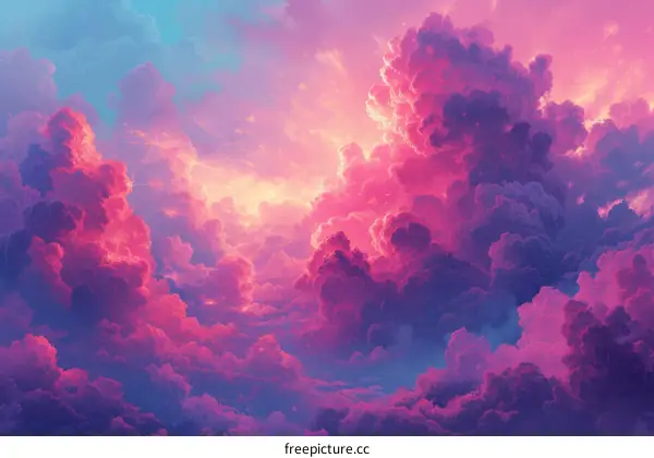 Fantasy cloudscape with a vibrant mix of colors