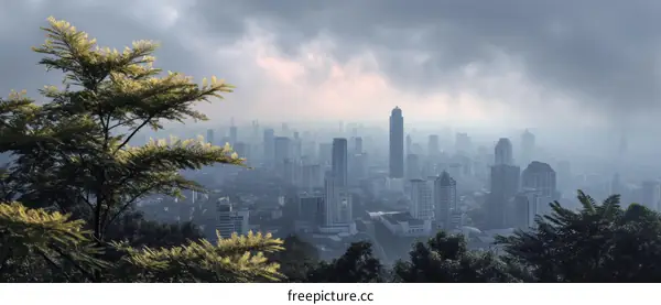 Cityscape Panorama on a Cloudy Day