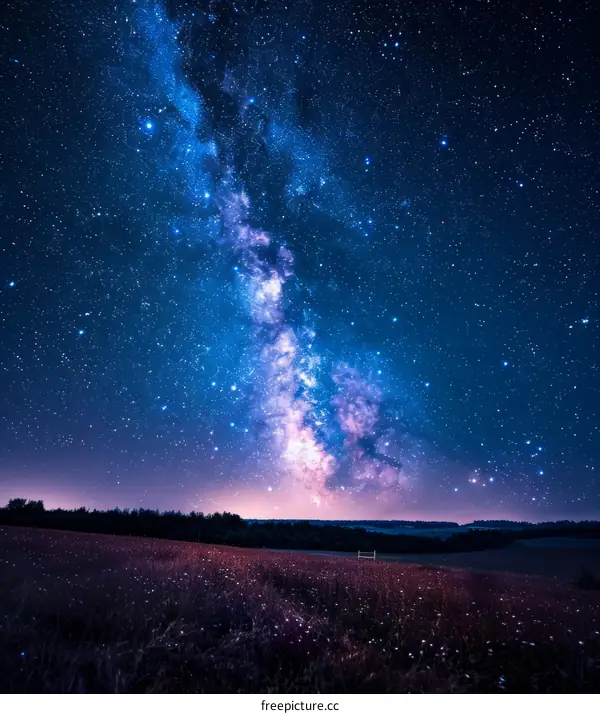 Starry Night Sky over Tranquil Rural Field