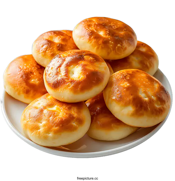 [Transparent Background PNG]Freshly baked flatbreads on a plate