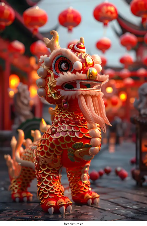 Lion dance performance during Lantern Festival