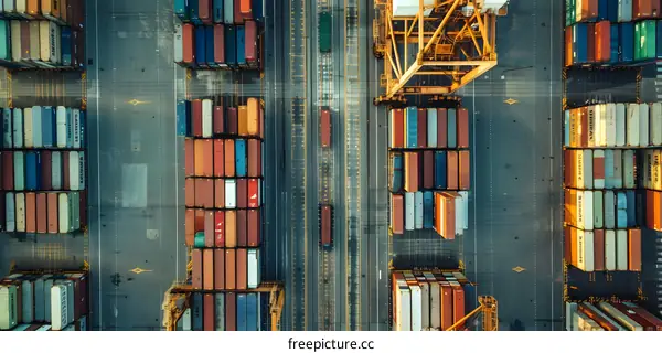 Aerial View of Container Ship Terminal