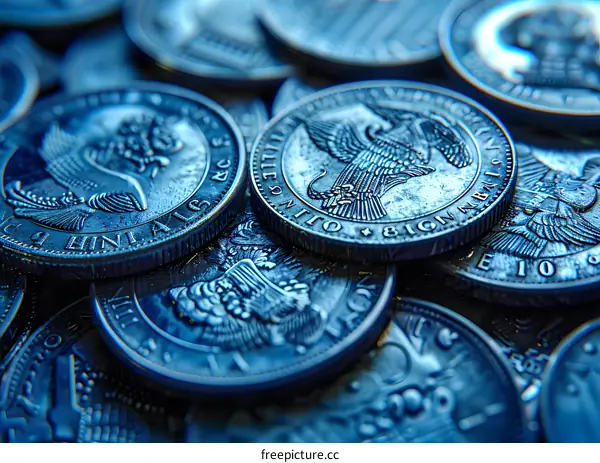 Pile of old silver coins